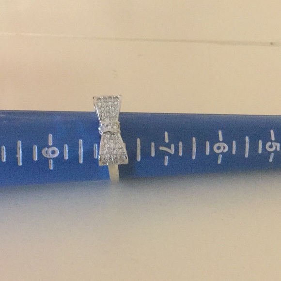 New Sterling silver bow ring sapphire detail SZ 8 - Picture 5 of 8